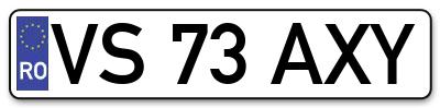 Placuta inmatriculare numar auto  VS-73-AXY, VS 73 AXY, VS73AXY