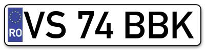 Placuta inmatriculare numar auto  VS-74-BBK, VS 74 BBK, VS74BBK