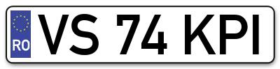 Placuta inmatriculare numar auto  VS-74-KPI, VS 74 KPI, VS74KPI