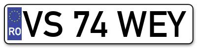 Placuta inmatriculare numar auto  VS-74-WEY, VS 74 WEY, VS74WEY