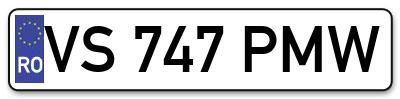 Placuta inmatriculare numar auto  VS-747-PMW, VS 747 PMW, VS747PMW