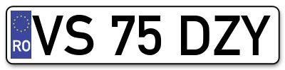 Placuta inmatriculare numar auto  VS-75-DZY, VS 75 DZY, VS75DZY