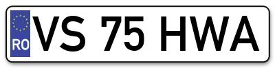 Placuta inmatriculare numar auto  VS-75-HWA, VS 75 HWA, VS75HWA