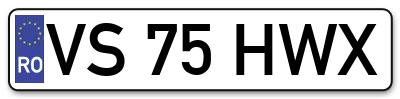 Placuta inmatriculare numar auto  VS-75-HWX, VS 75 HWX, VS75HWX