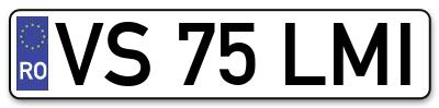 Placuta inmatriculare numar auto  VS-75-LMI, VS 75 LMI, VS75LMI