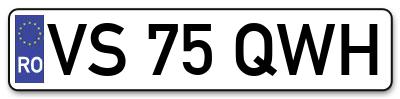 Placuta inmatriculare numar auto  VS-75-QWH, VS 75 QWH, VS75QWH