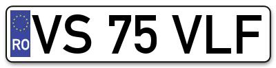 Placuta inmatriculare numar auto  VS-75-VLF, VS 75 VLF, VS75VLF