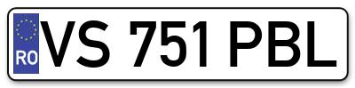 Placuta inmatriculare numar auto  VS-751-PBL, VS 751 PBL, VS751PBL