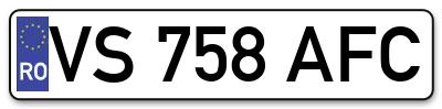 Placuta inmatriculare numar auto  VS-758-AFC, VS 758 AFC, VS758AFC