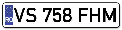 Placuta inmatriculare numar auto  VS-758-FHM, VS 758 FHM, VS758FHM