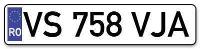 Placuta inmatriculare numar auto  VS-758-VJA, VS 758 VJA, VS758VJA