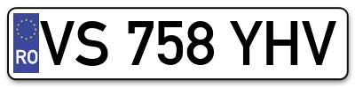 Placuta inmatriculare numar auto  VS-758-YHV, VS 758 YHV, VS758YHV