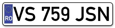 Placuta inmatriculare numar auto  VS-759-JSN, VS 759 JSN, VS759JSN