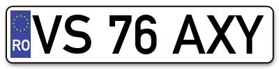 Placuta inmatriculare numar auto  VS-76-AXY, VS 76 AXY, VS76AXY