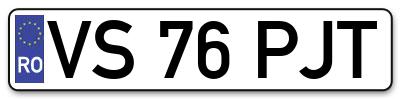 Placuta inmatriculare numar auto  VS-76-PJT, VS 76 PJT, VS76PJT