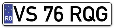 Placuta inmatriculare numar auto  VS-76-RQG, VS 76 RQG, VS76RQG