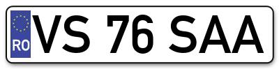 Placuta inmatriculare numar auto  VS-76-SAA, VS 76 SAA, VS76SAA