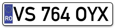 Placuta inmatriculare numar auto  VS-764-OYX, VS 764 OYX, VS764OYX