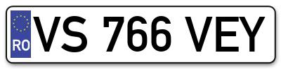 Placuta inmatriculare numar auto  VS-766-VEY, VS 766 VEY, VS766VEY