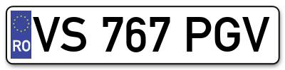 Placuta inmatriculare numar auto  VS-767-PGV, VS 767 PGV, VS767PGV