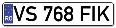 Placuta inmatriculare numar auto  VS-768-FIK, VS 768 FIK, VS768FIK