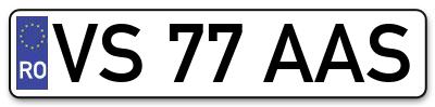 Placuta inmatriculare numar auto  VS-77-AAS, VS 77 AAS, VS77AAS