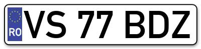 Placuta inmatriculare numar auto  VS-77-BDZ, VS 77 BDZ, VS77BDZ