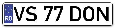 Placuta inmatriculare numar auto  VS-77-DON, VS 77 DON, VS77DON