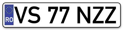 Placuta inmatriculare numar auto  VS-77-NZZ, VS 77 NZZ, VS77NZZ