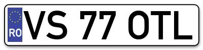 Placuta inmatriculare numar auto  VS-77-OTL, VS 77 OTL, VS77OTL
