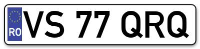 Placuta inmatriculare numar auto  VS-77-QRQ, VS 77 QRQ, VS77QRQ