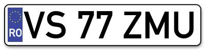 Placuta inmatriculare numar auto  VS-77-ZMU, VS 77 ZMU, VS77ZMU