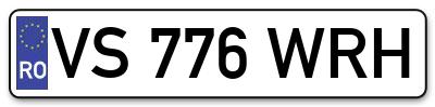 Placuta inmatriculare numar auto  VS-776-WRH, VS 776 WRH, VS776WRH