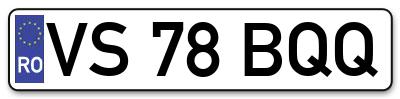 Placuta inmatriculare numar auto  VS-78-BQQ, VS 78 BQQ, VS78BQQ
