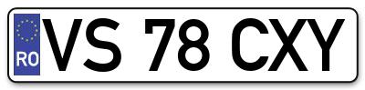 Placuta inmatriculare numar auto  VS-78-CXY, VS 78 CXY, VS78CXY