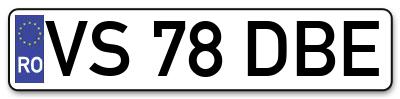 Placuta inmatriculare numar auto  VS-78-DBE, VS 78 DBE, VS78DBE