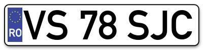 Placuta inmatriculare numar auto  VS-78-SJC, VS 78 SJC, VS78SJC