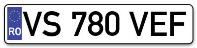 Placuta inmatriculare numar auto  VS-780-VEF, VS 780 VEF, VS780VEF