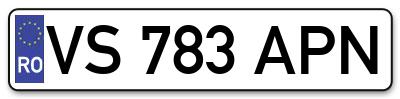 Placuta inmatriculare numar auto  VS-783-APN, VS 783 APN, VS783APN