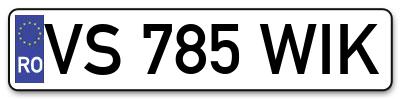 Placuta inmatriculare numar auto  VS-785-WIK, VS 785 WIK, VS785WIK