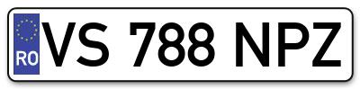Placuta inmatriculare numar auto  VS-788-NPZ, VS 788 NPZ, VS788NPZ