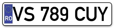 Placuta inmatriculare numar auto  VS-789-CUY, VS 789 CUY, VS789CUY