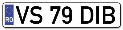 Placuta inmatriculare numar auto  VS-79-DIB, VS 79 DIB, VS79DIB