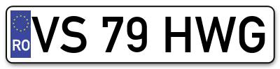 Placuta inmatriculare numar auto  VS-79-HWG, VS 79 HWG, VS79HWG