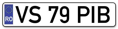 Placuta inmatriculare numar auto  VS-79-PIB, VS 79 PIB, VS79PIB