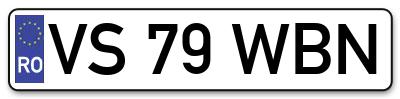 Placuta inmatriculare numar auto  VS-79-WBN, VS 79 WBN, VS79WBN