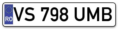 Placuta inmatriculare numar auto  VS-798-UMB, VS 798 UMB, VS798UMB