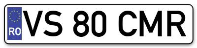 Placuta inmatriculare numar auto  VS-80-CMR, VS 80 CMR, VS80CMR