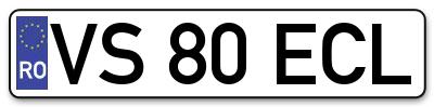 Placuta inmatriculare numar auto  VS-80-ECL, VS 80 ECL, VS80ECL