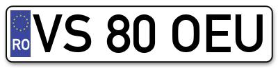 Placuta inmatriculare numar auto  VS-80-OEU, VS 80 OEU, VS80OEU
